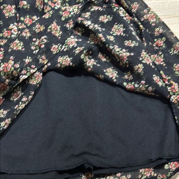 Emerald Sundae Floral Black Mesh Waisted Ruffled Bodice Dress Size Small - Picture 6 of 13